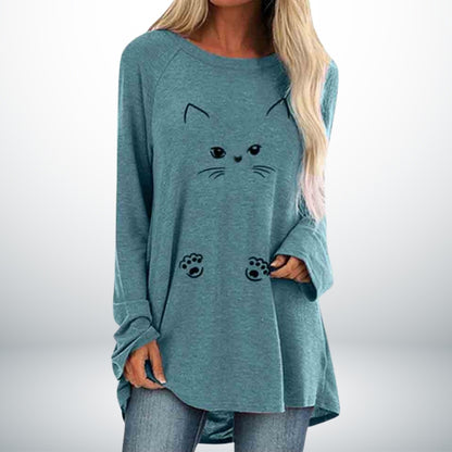 Long and Light Sweater | Cat Face