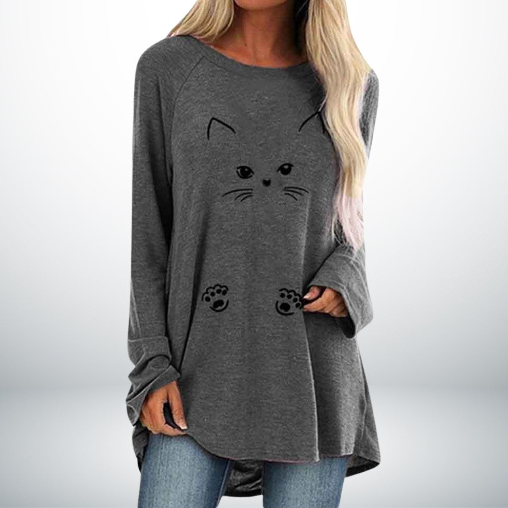 Long and Light Sweater | Cat Face