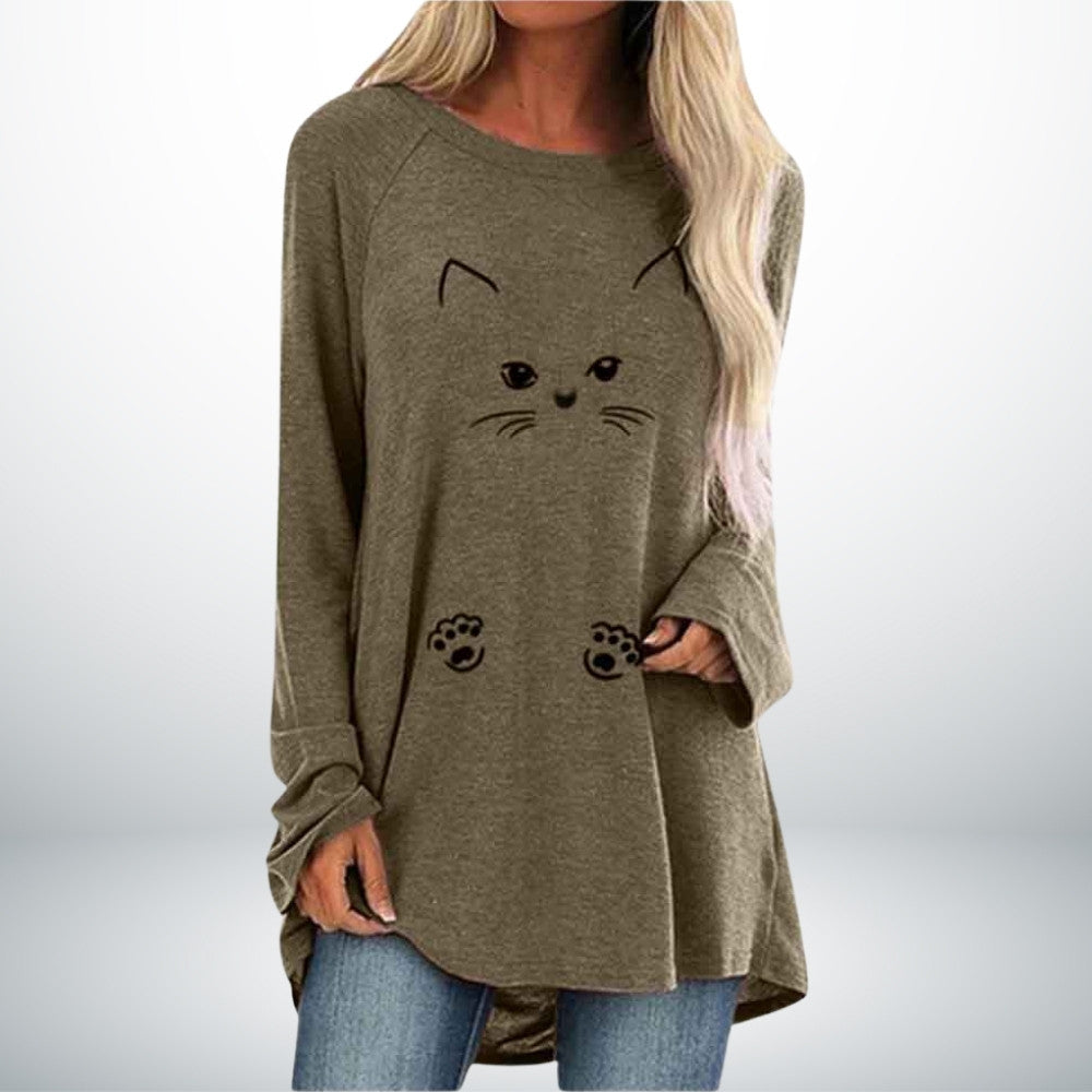 Long and Light Sweater | Cat Face