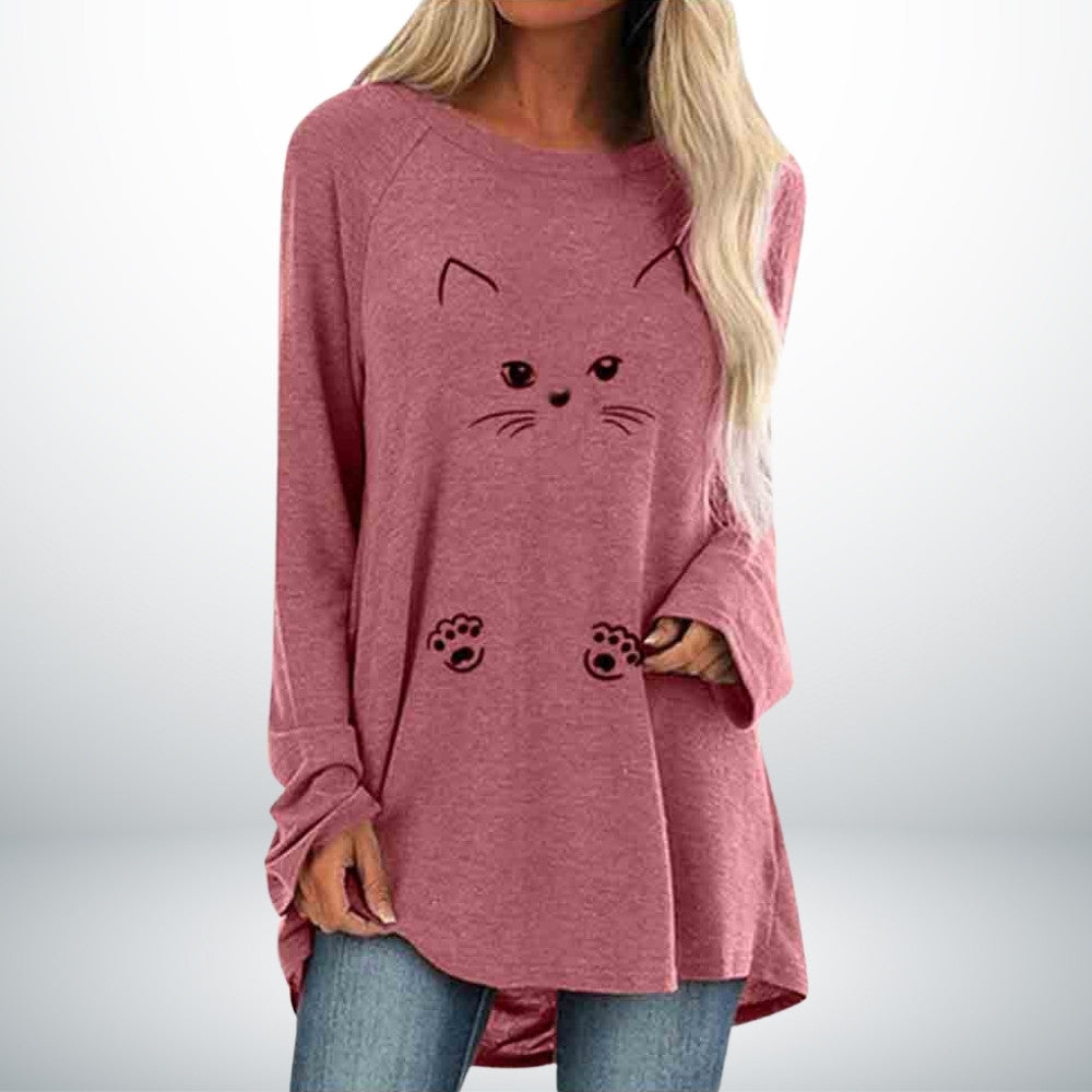 Long and Light Sweater | Cat Face