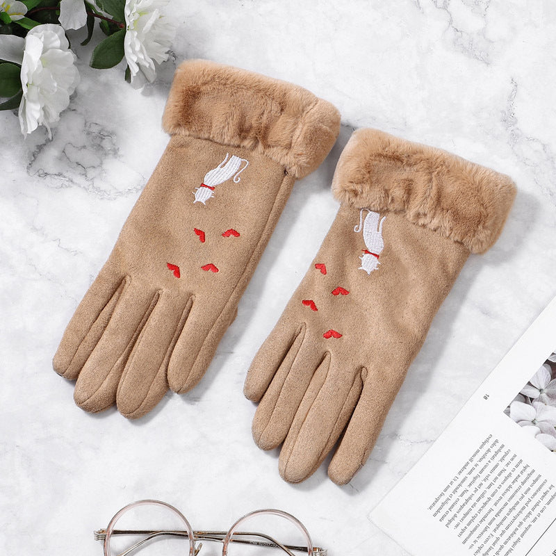 Gants en suède khaki