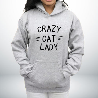 Hoodie gris imprimé crazy cat lady